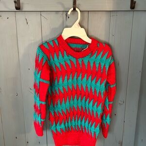 Handmade Holiday Knitted Sweater - Red & Green | Unisex Size 10